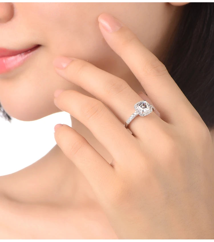1CT Cushion Moissanite Engagement Ring | 14K White Gold | D Color VVS1 Clarity