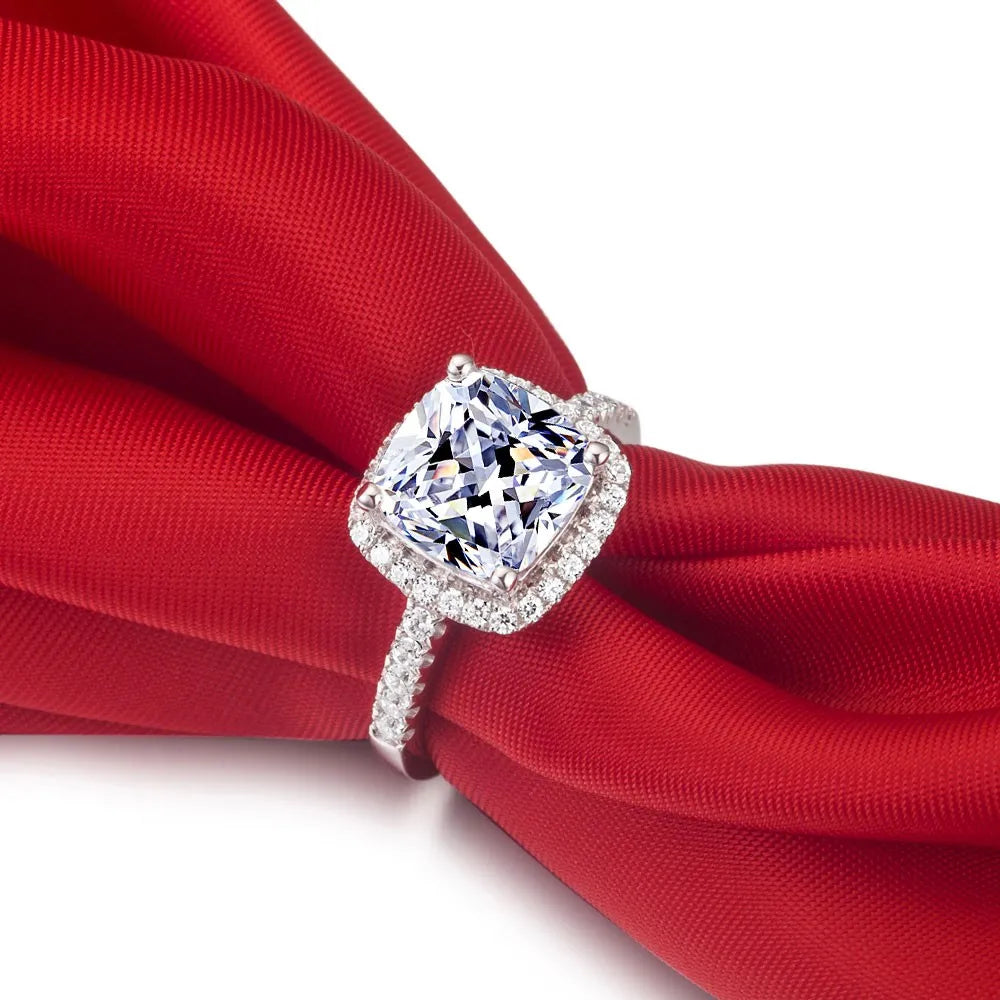 1CT Cushion Moissanite Engagement Ring | 14K White Gold | D Color VVS1 Clarity