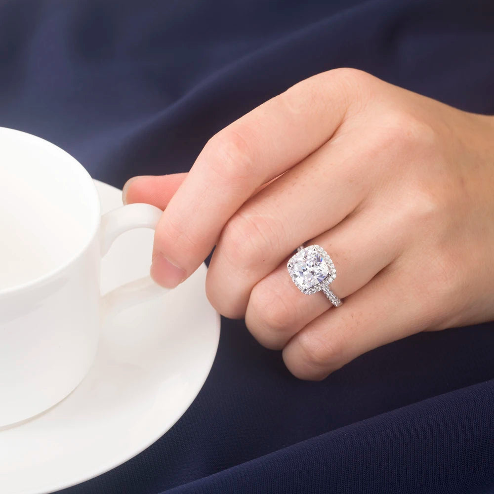 1CT Cushion Moissanite Engagement Ring | 14K White Gold | D Color VVS1 Clarity
