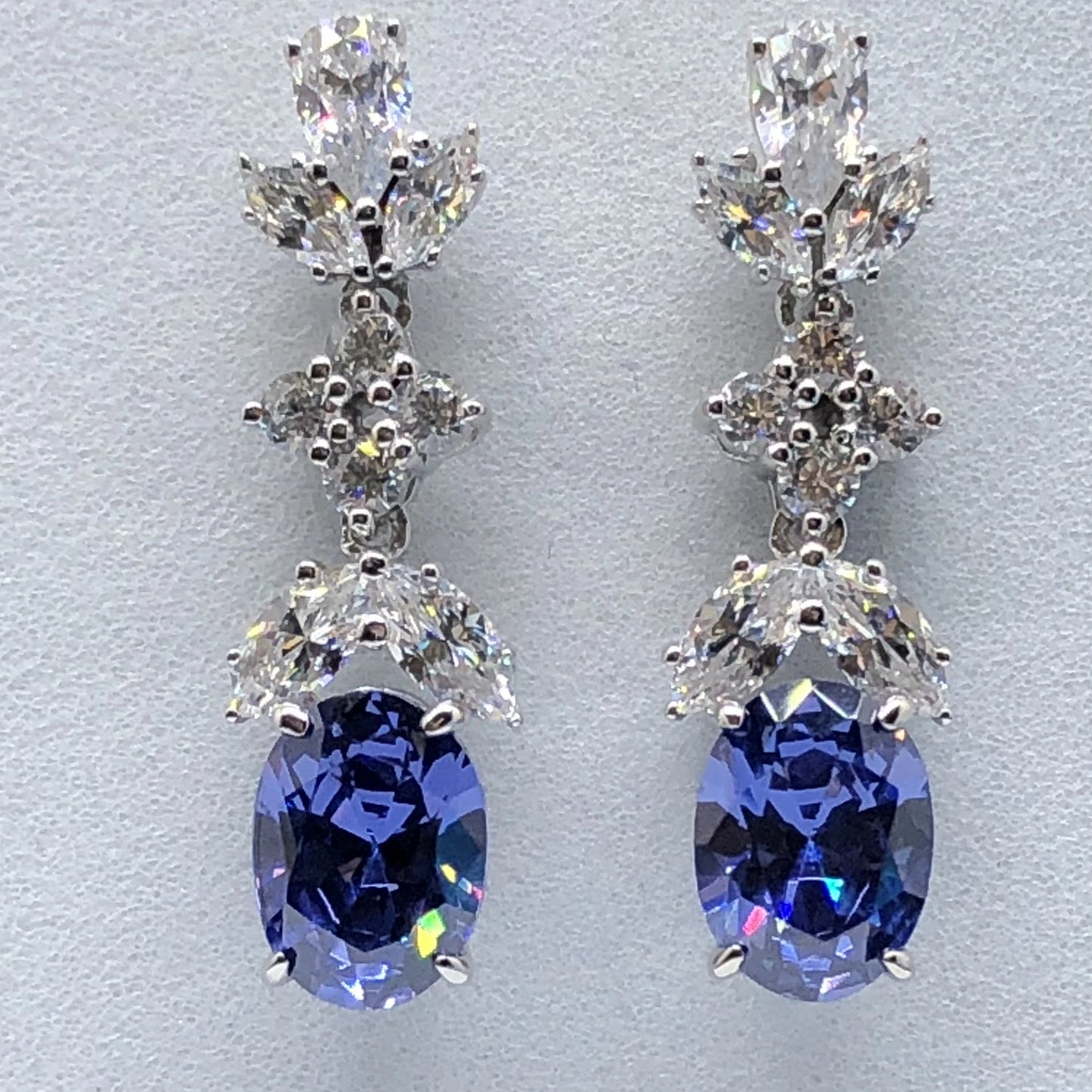 Genuine 18K White Gold Blue Sapphire Stud Earrings | Oval VVS1 Clarity, D Color Grade | Anti-Allergic Women’s Engagement & Party Jewelry