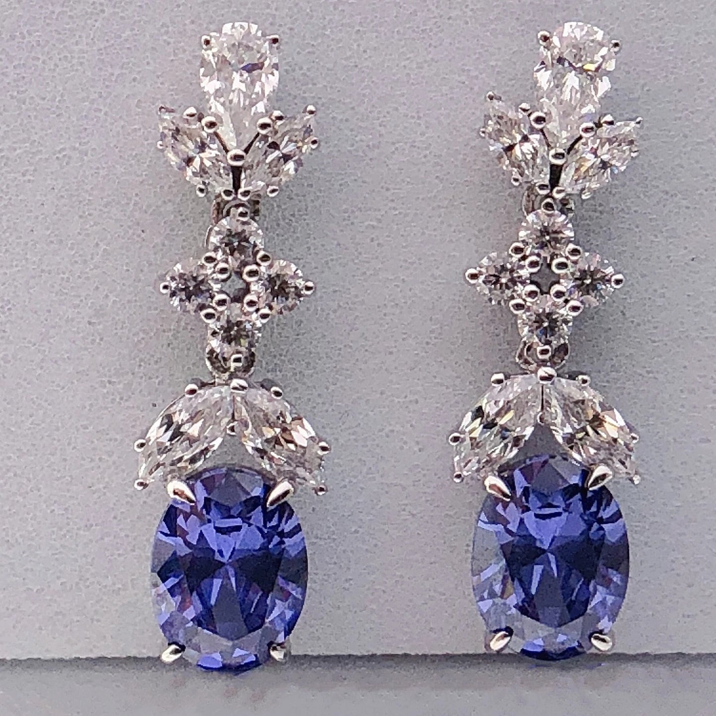 Genuine 18K White Gold Blue Sapphire Stud Earrings | Oval VVS1 Clarity, D Color Grade | Anti-Allergic Women’s Engagement & Party Jewelry